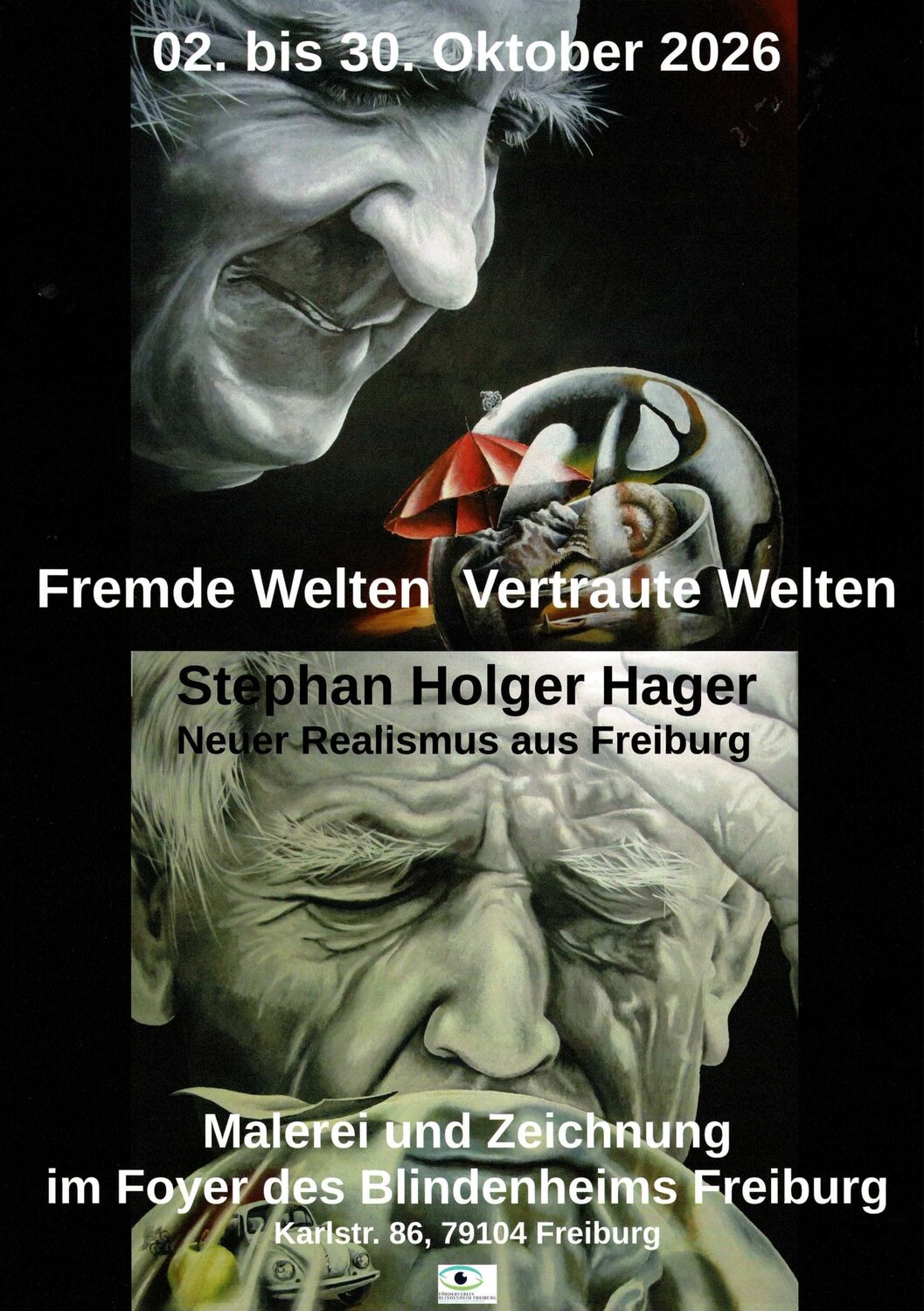 Plakat der Ausstellung Fremde Welten – Vertraute Welten von Stephan Holger Hager